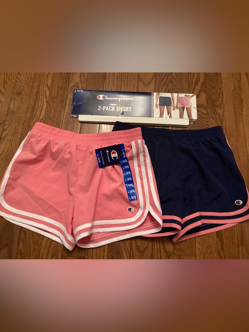 (2) Champion Girls Athlete shorts drawstring